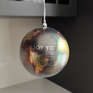Scandinavian Christmas Tree Ornament Joy to the World. Paper Appliqué, Metallic